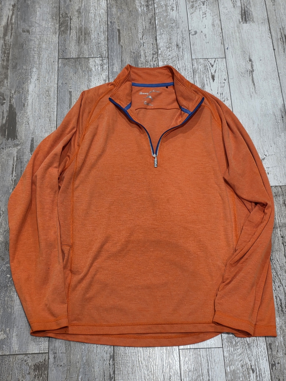(L) Men's Tommy Bahama Red Orange Quarter Zip Stretch Pullover Size Large